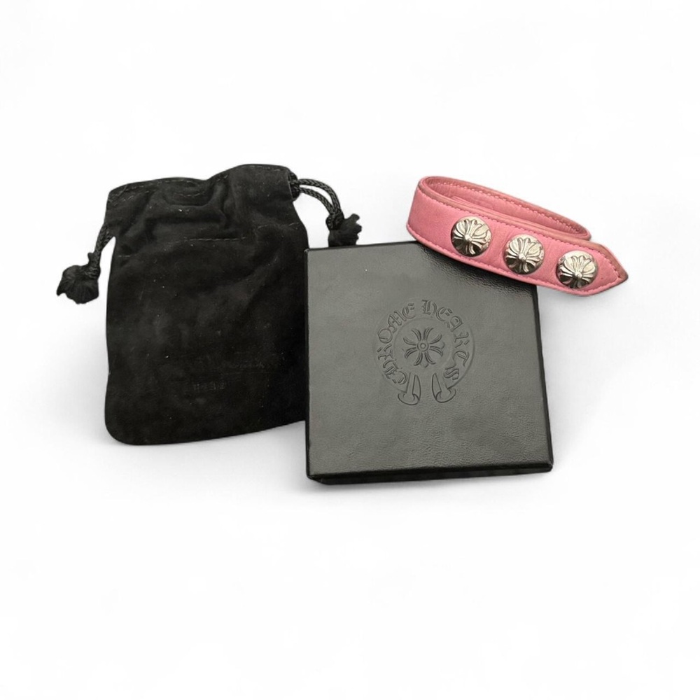 Chrome hearts pink leather bracelet